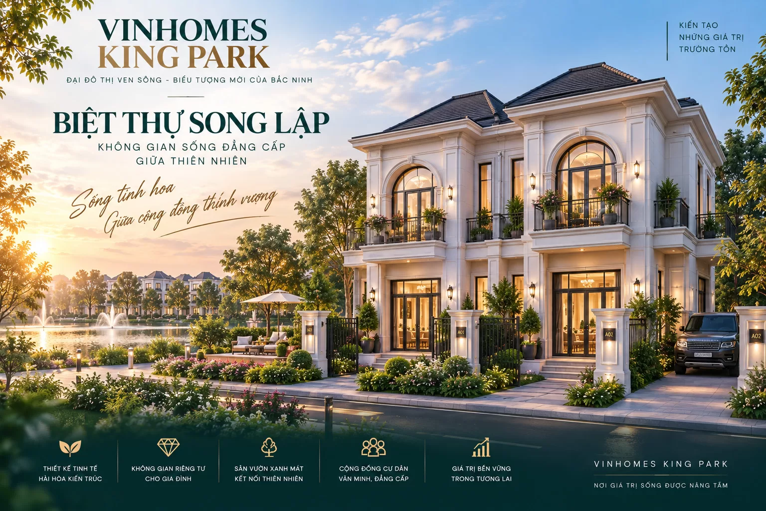 Thiết kế biệt thự song lập Vinhomes King Park – Cân bằng riêng tư và kết nối