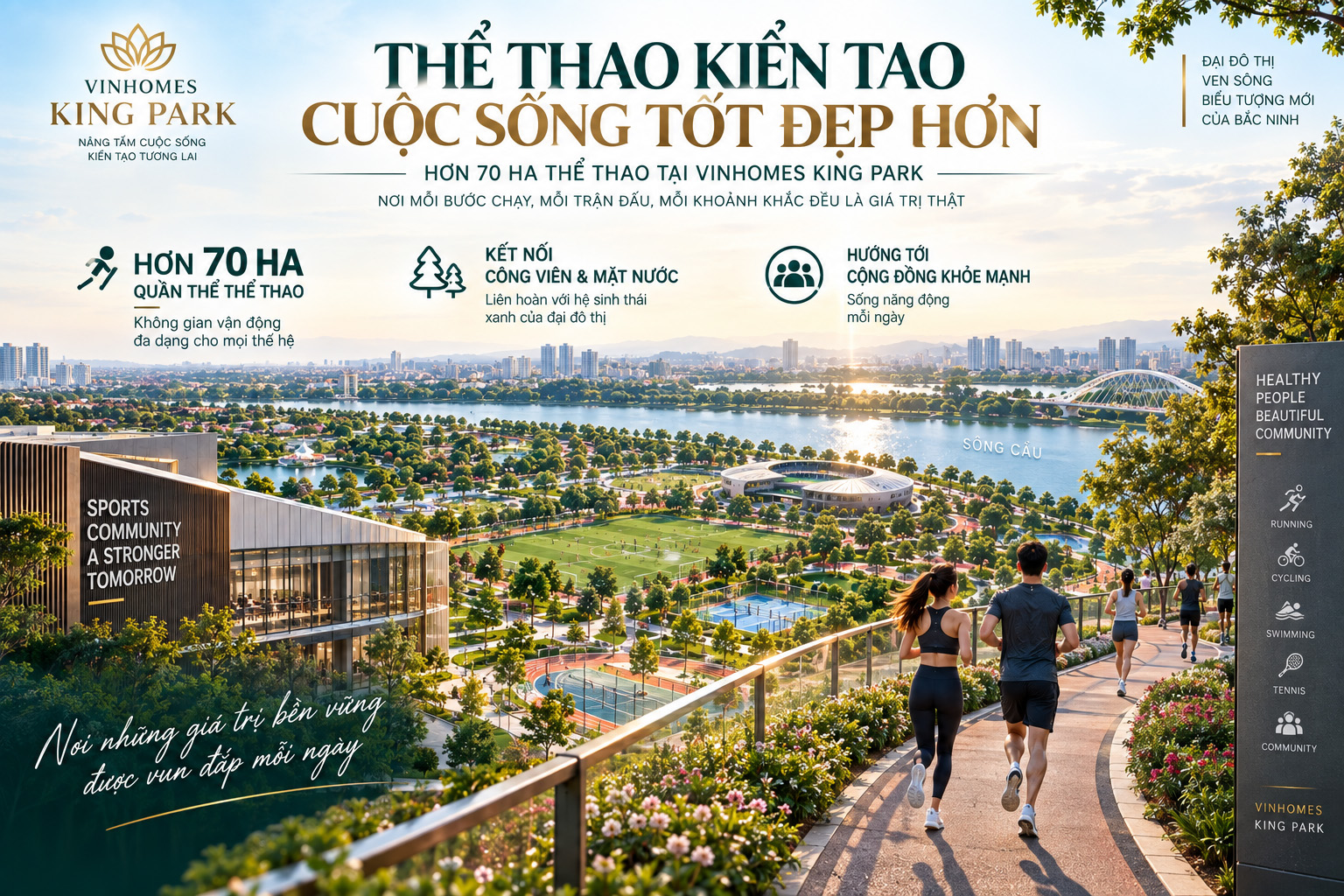 70 ha thể thao và gần 57 ha cây xanh - Vinhomes King Park 70 ha thể thao và gần 57 ha cây xanh - Vinhomes King Park