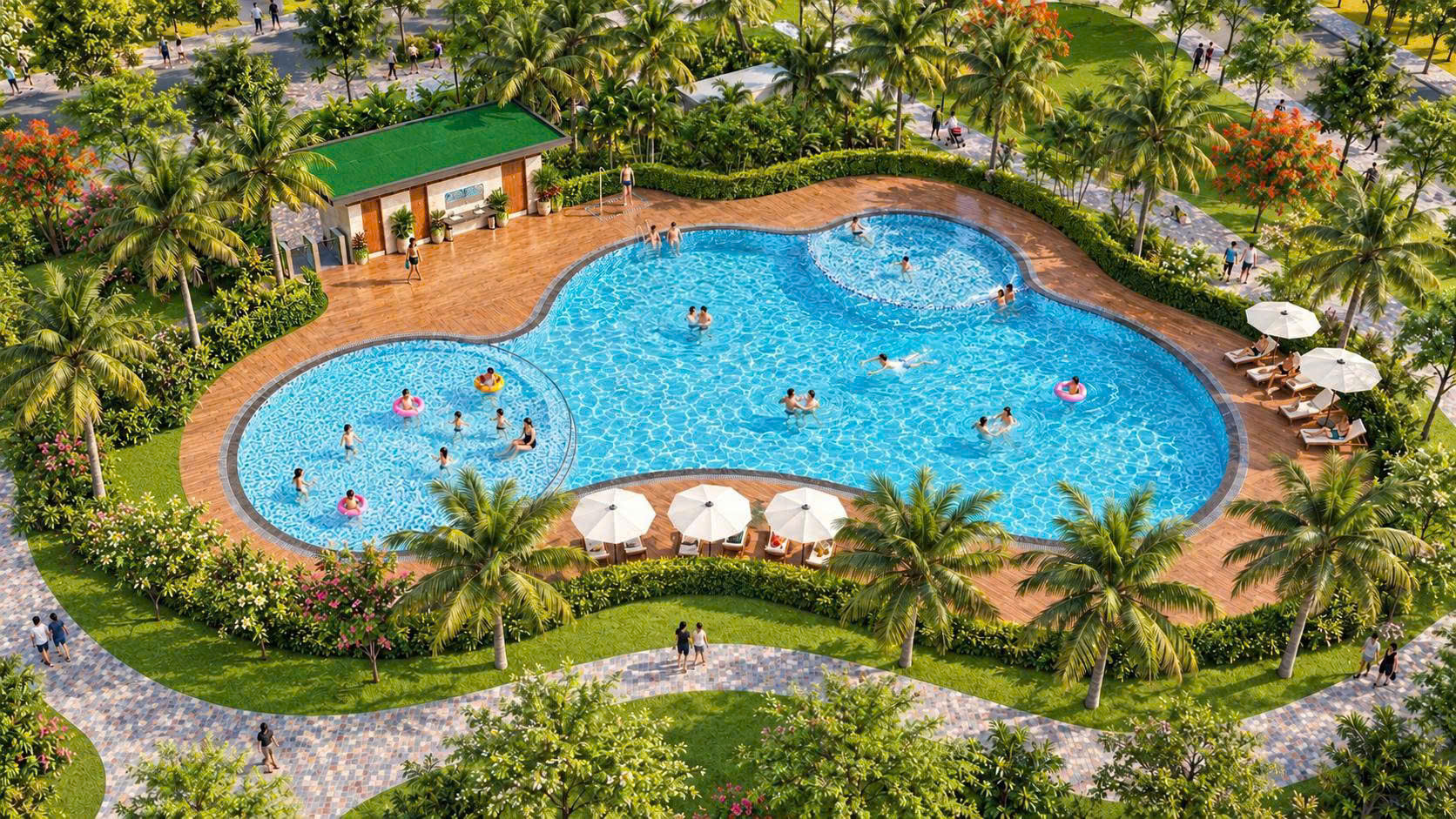 Hình ảnh minh họa không gian vui chơi giải trí dưới nước tại Vinhomes King Park